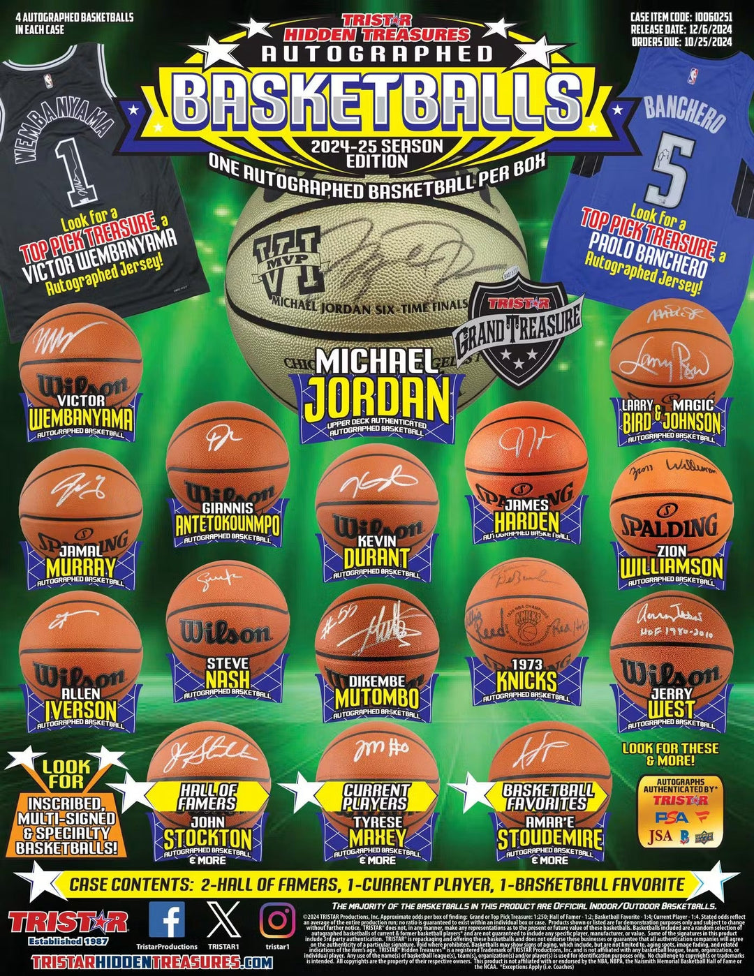 2024/25 TriStar Hidden Treasures Autographed Basketballs Season Edition Hobby - gabescaveccc
