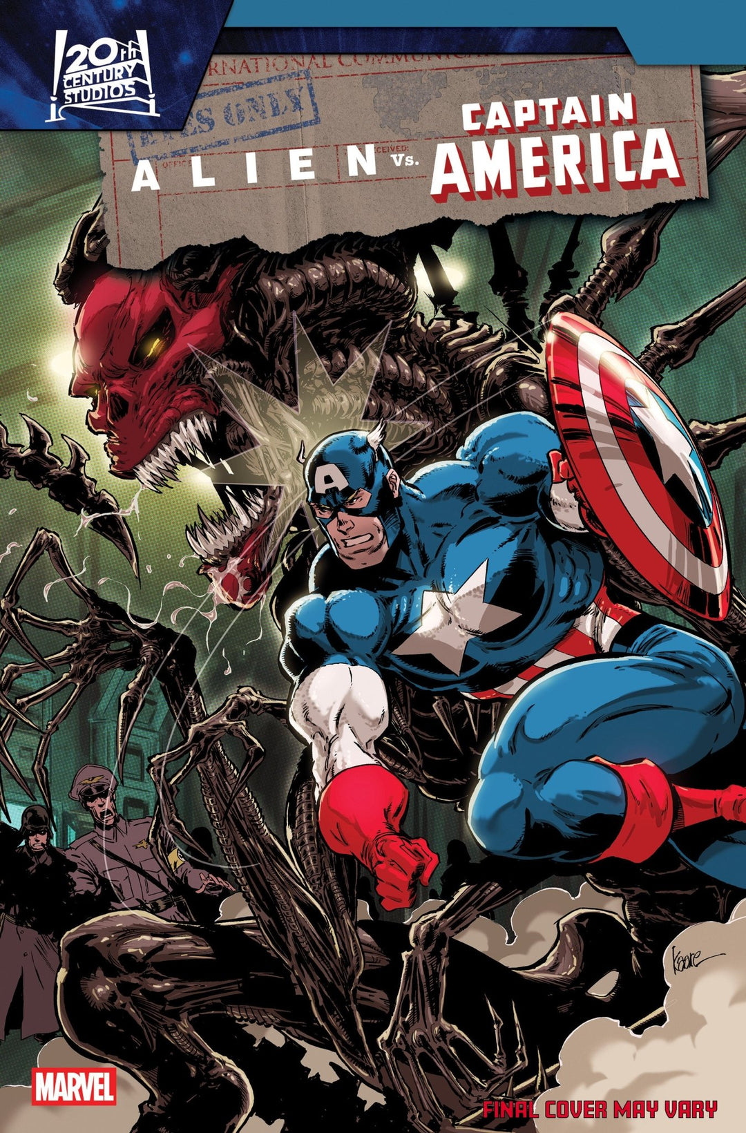 Alien vs. Captain America 4 Kaare Andrews Variant - gabescaveccc