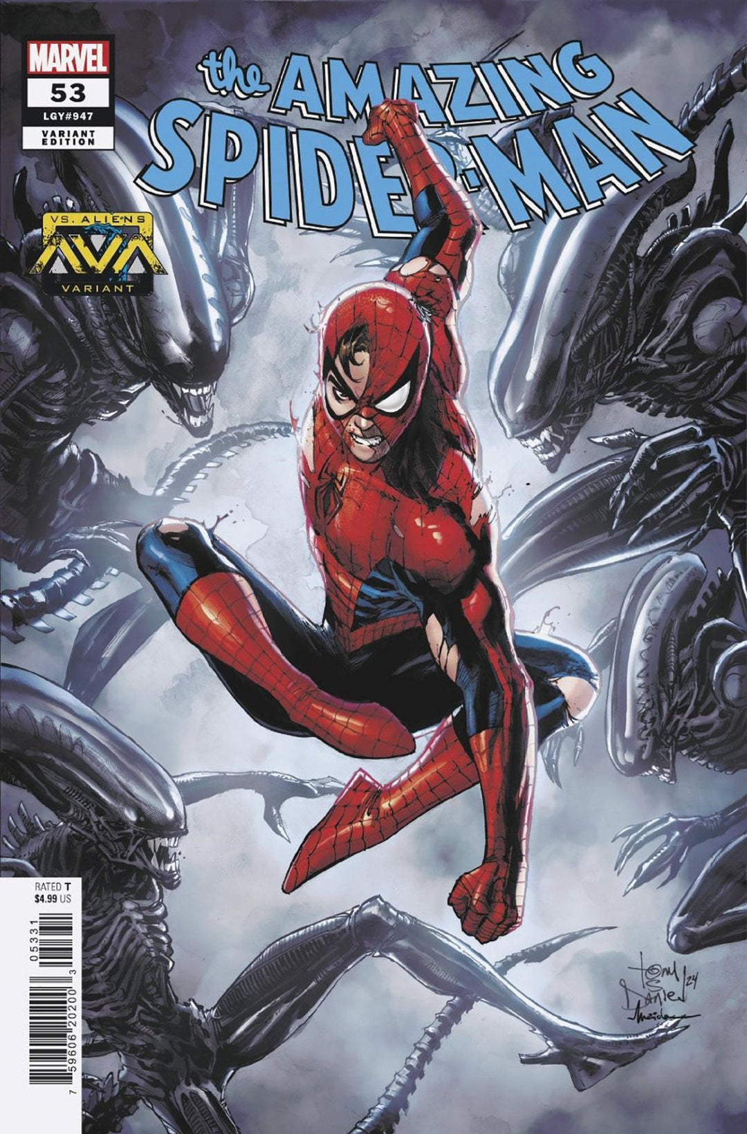 Amazing Spider - Man #53 Tony Daniel Marvel vs. Alien Variant - gabescaveccc