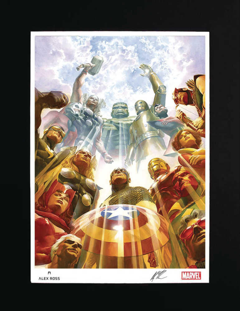 Avengers Earths Mightiest Heroes Ross Signed Matted Litho - gabescaveccc