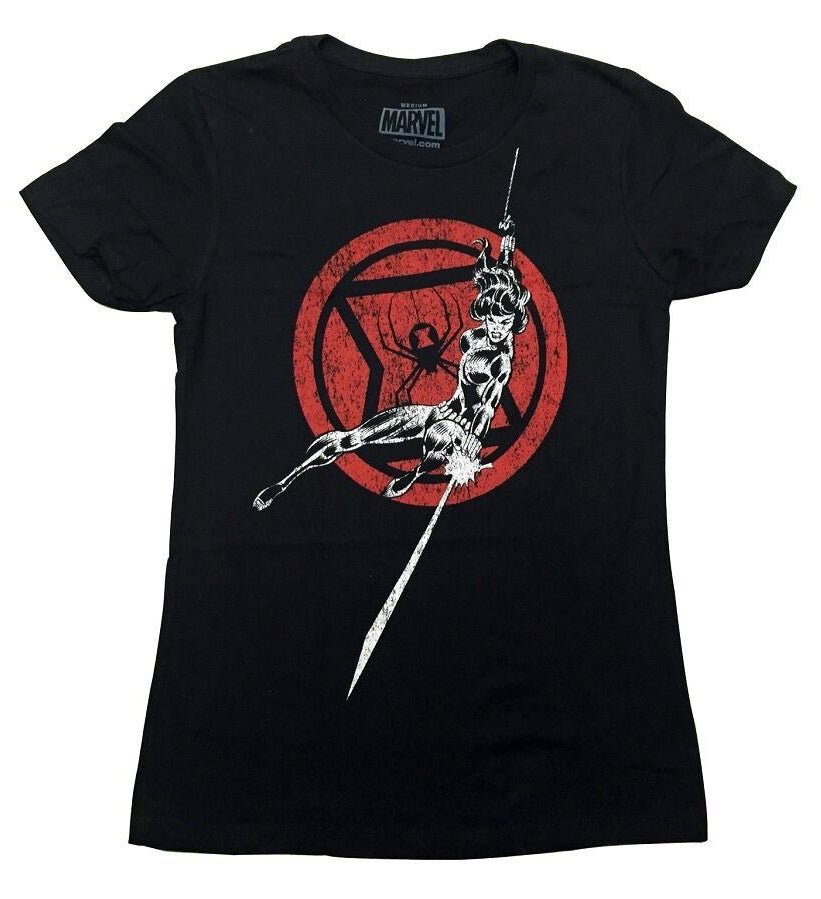 Black Widow Attack Marvel Comics Juniors T-Shirt - gabescaveccc