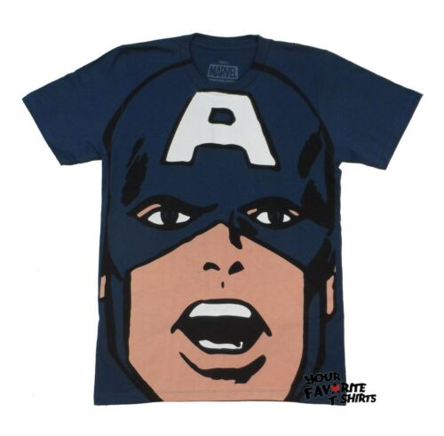 Captain America Big Face Big Print Marvel Comics Adult T-Shirt - gabescaveccc