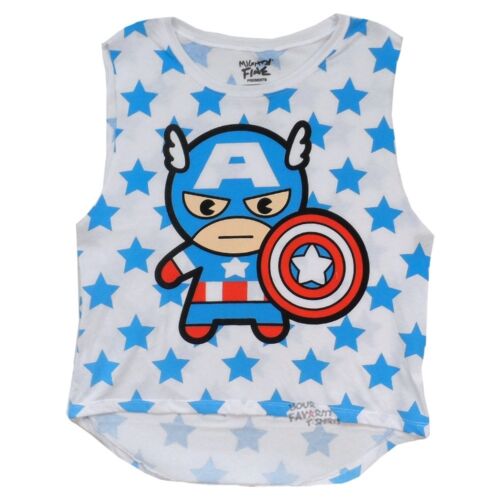 Captain America Kawaii Stars Marvel Comics Junior T-Shirt - gabescaveccc