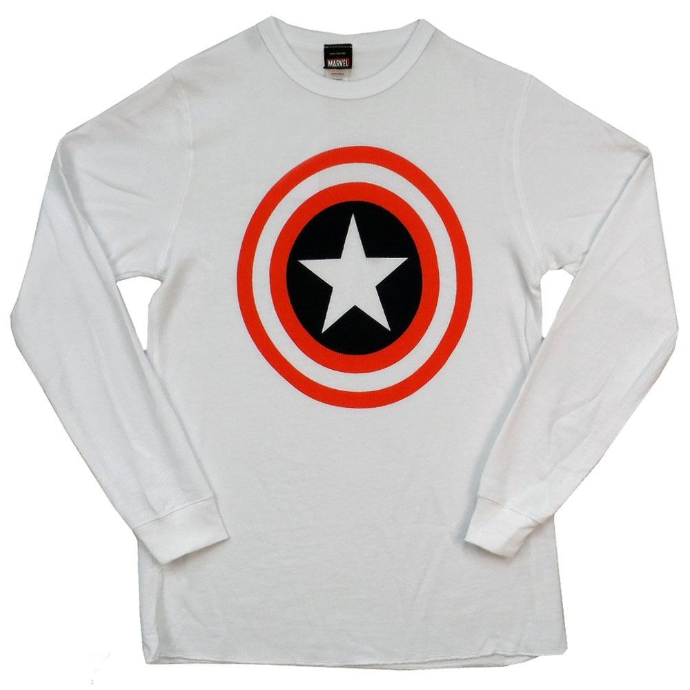 Captain America Shield Symbol Marvel Comics Thermal Long Sleeve T-Shirt - gabescaveccc