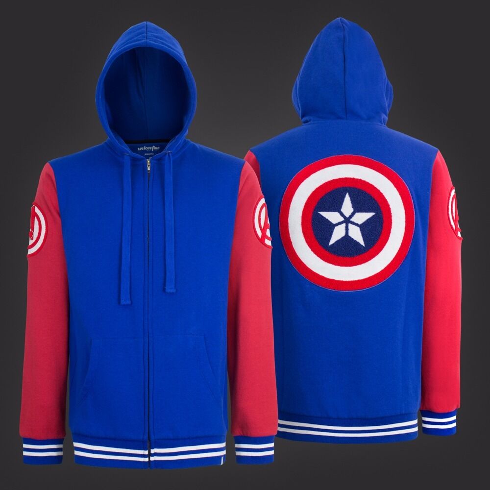 Captain America Shield Varsity Hoodie Adult Zip Up Hoodie - gabescaveccc