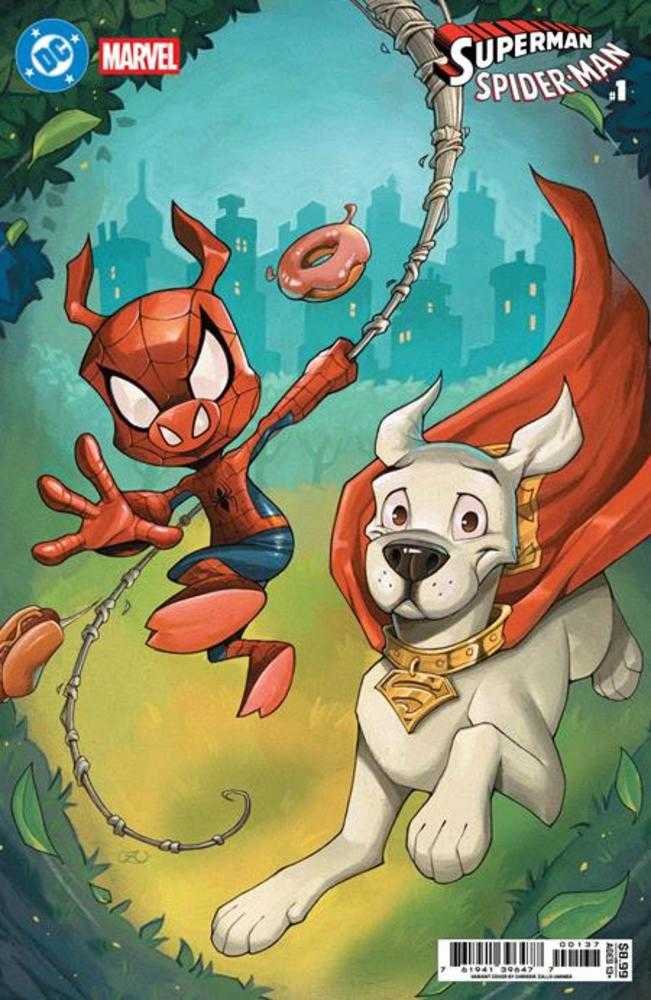 DC Marvel Superman Spider - Man 1 (One Shot) Cover W Chrissie Zullo Krypto & Spider Ham Card Stock Variant - gabescaveccc