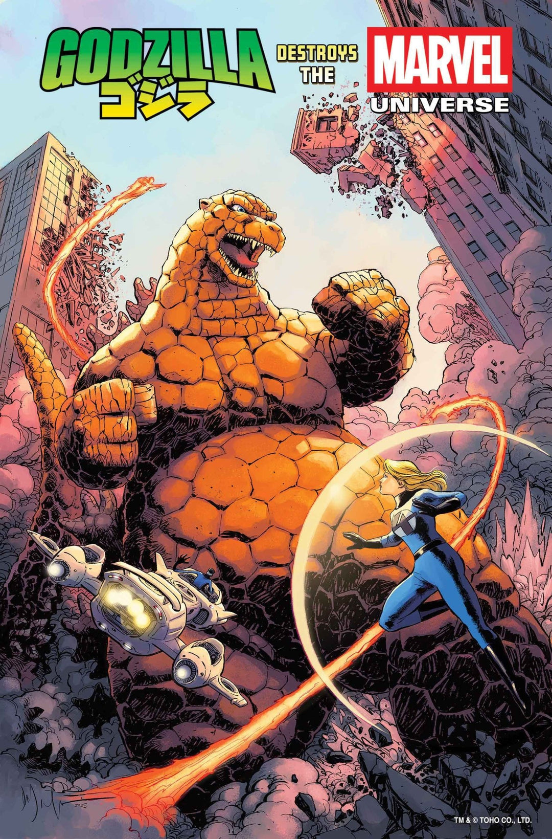 Godzilla Destroys The Marvel Universe 1 Dave Wachter Marvelized Thing - Zilla Variant - gabescaveccc