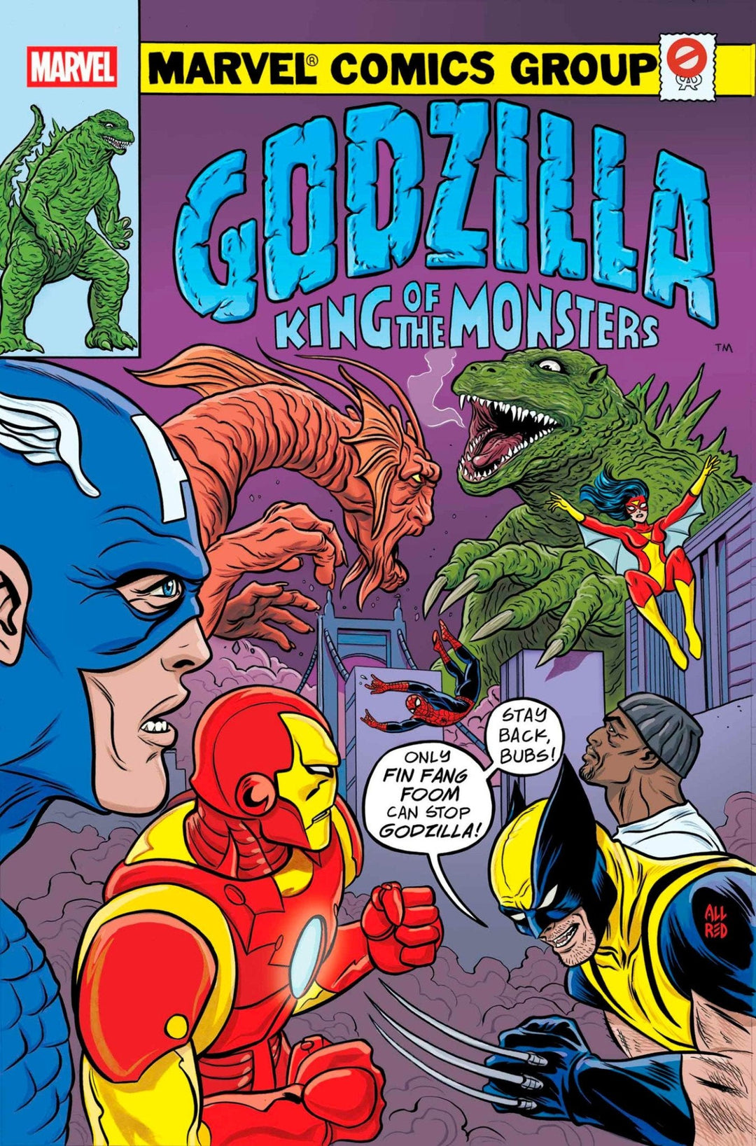 Godzilla vs Avengers 1 Allred King Of Monsters Homage Variant - gabescaveccc