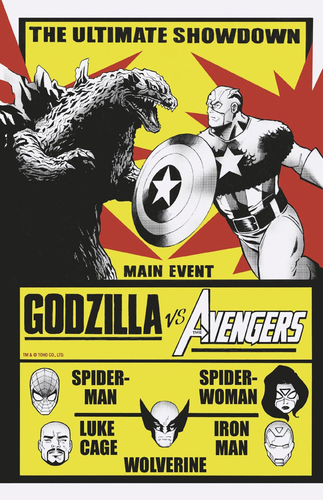 Godzilla vs Avengers 1 Lee Garbett Versus Variant - gabescaveccc