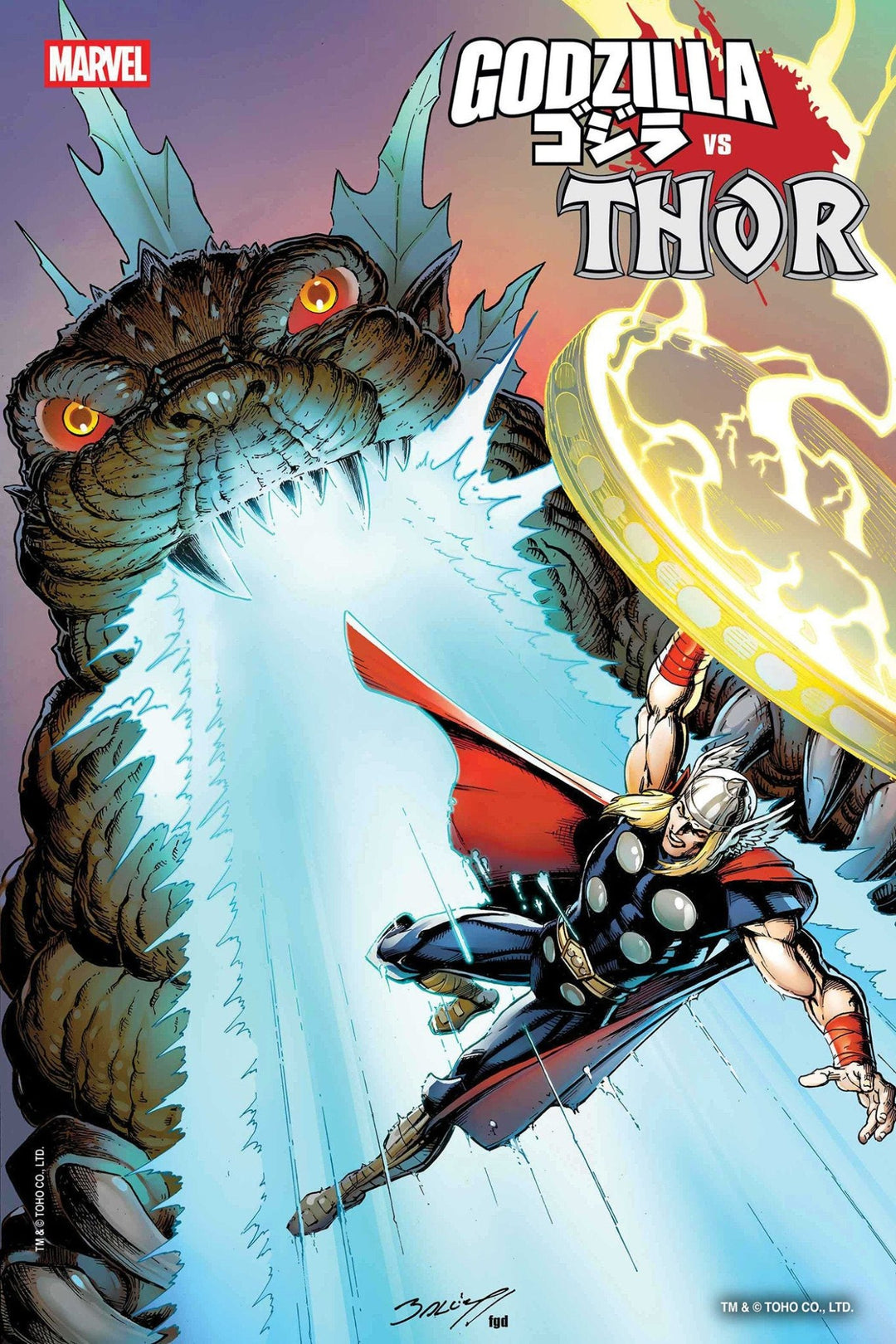 Godzilla vs. Thor 1 Mark Bagley Foil Variant - gabescaveccc