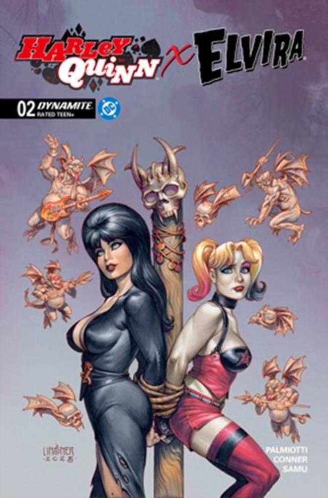 Harley Quinn X Elvira 2 Cover C Joseph Michael Linsner Variant - gabescaveccc