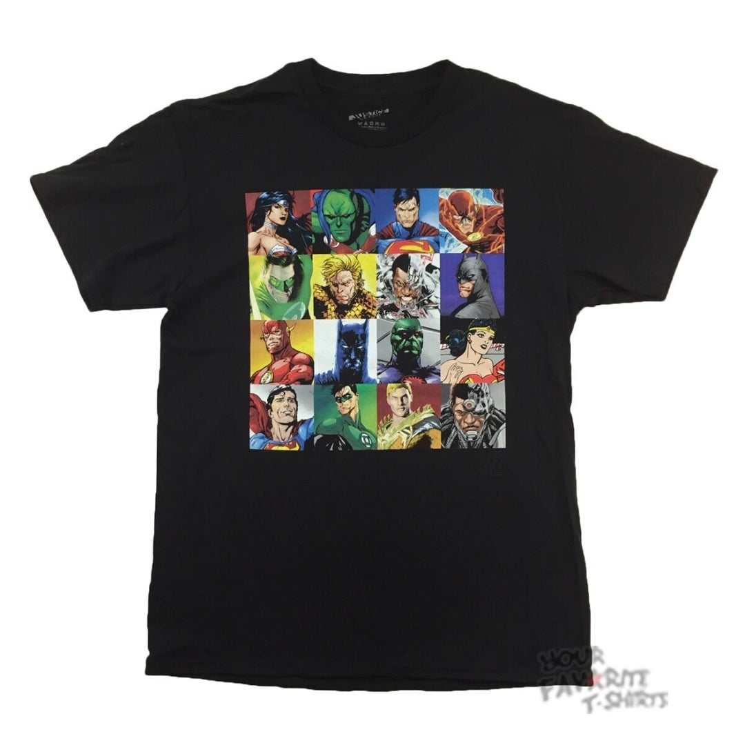 Justice League Faces JLA DC Comics Adult T-Shirt - gabescaveccc