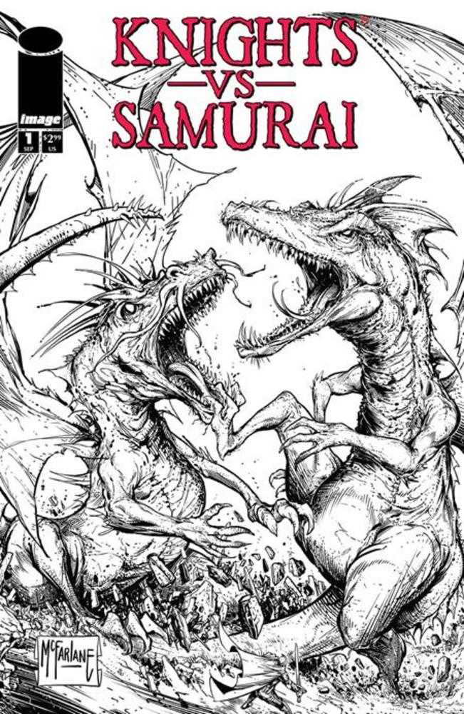 Knights vs Samurai #1 Cover C Todd McFarlane Black & White Variant - gabescaveccc