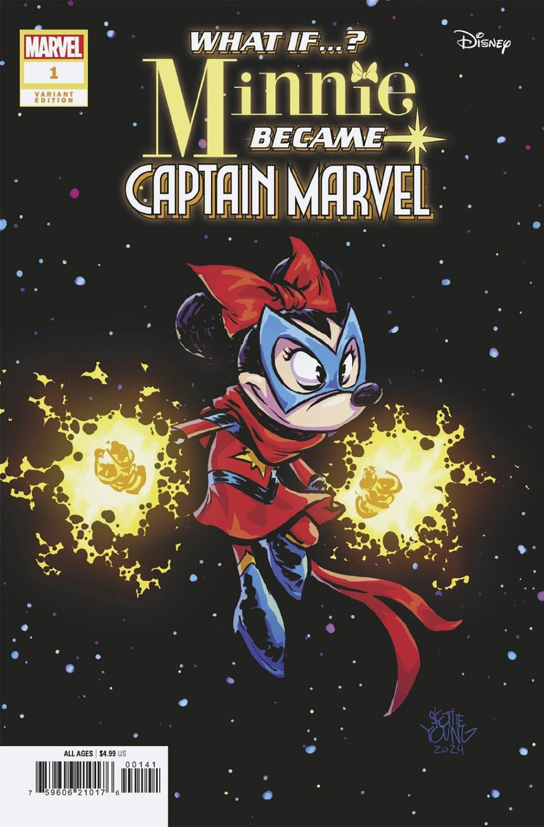 Marvel & Disney: What If...? Minnie Became Captain Marvel #1 Skottie Young Variant - gabescaveccc