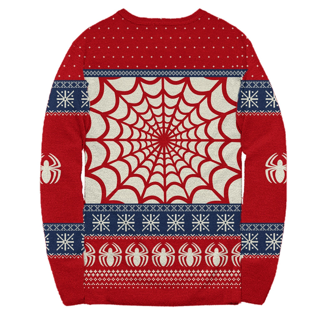 Marvel Spider-Man Symbol Offcially Licesned Adult Holiday Ugly Christmas Sweater - gabescaveccc