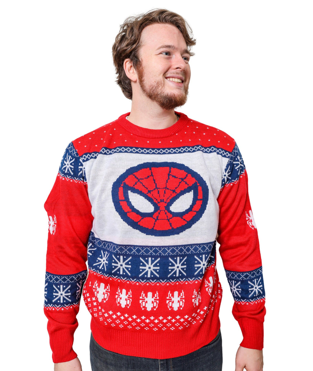 Marvel Spider-Man Symbol Offcially Licesned Adult Holiday Ugly Christmas Sweater - gabescaveccc