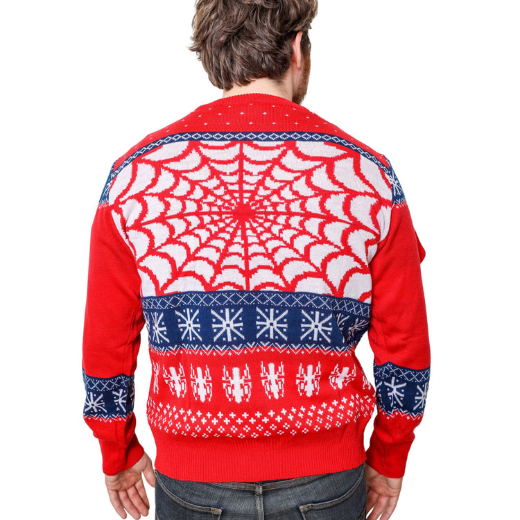 Marvel Spider-Man Symbol Offcially Licesned Adult Holiday Ugly Christmas Sweater - gabescaveccc