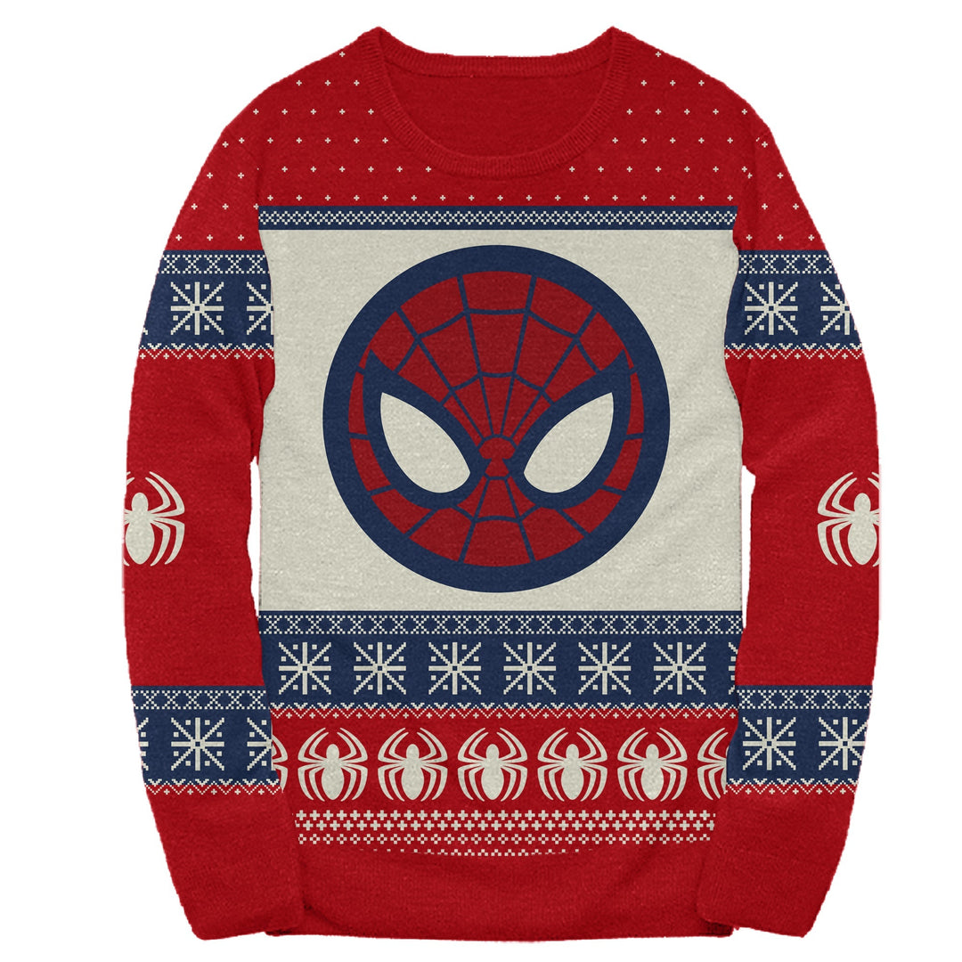 Marvel Spider-Man Symbol Offcially Licesned Adult Holiday Ugly Christmas Sweater - gabescaveccc