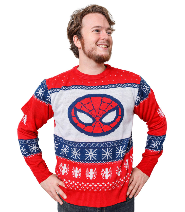 Marvel Spider-Man Symbol Offcially Licesned Adult Holiday Ugly Christmas Sweater - gabescaveccc