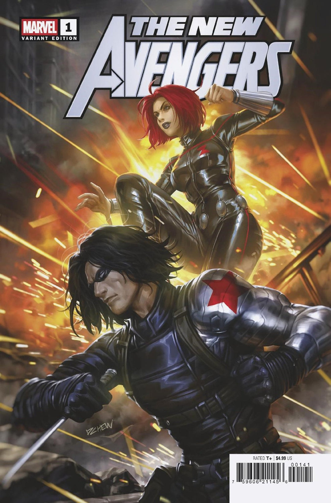 New Avengers 1 Derrick Chew Black Widow And Winter Soldier Variant A - gabescaveccc