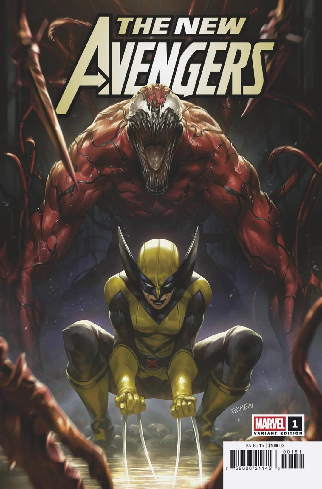New Avengers 1 Derrick Chew Carnage And Laura Kinney Wolverine Variant B - gabescaveccc