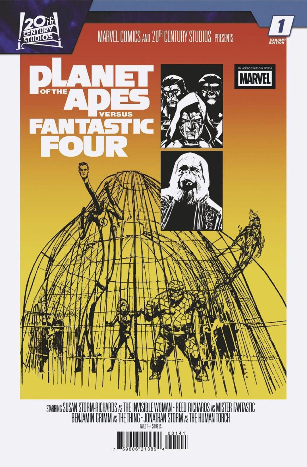 Planet Of The Apes vs. Fantastic Four 1 Phil Noto Movie Homage Variant - gabescaveccc