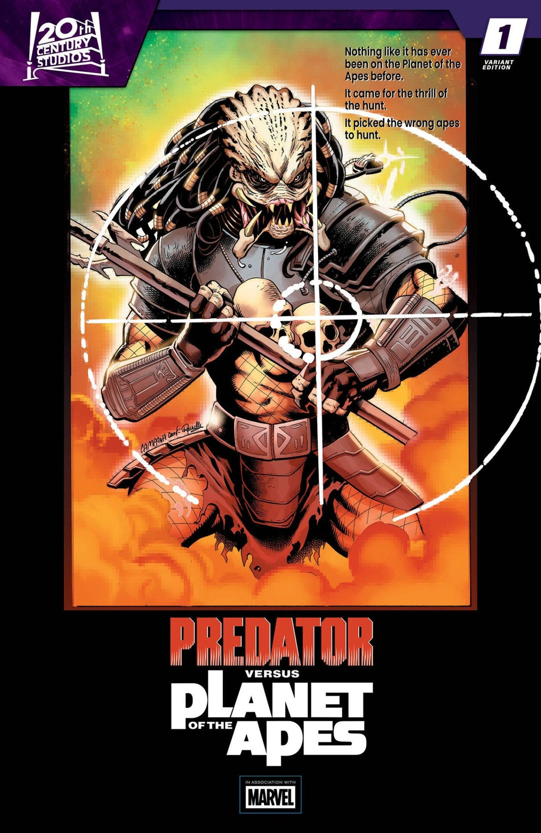 Predator vs. The Planet Of The Apes 1 Chris Campana Movie Poster Homage Variant - gabescaveccc