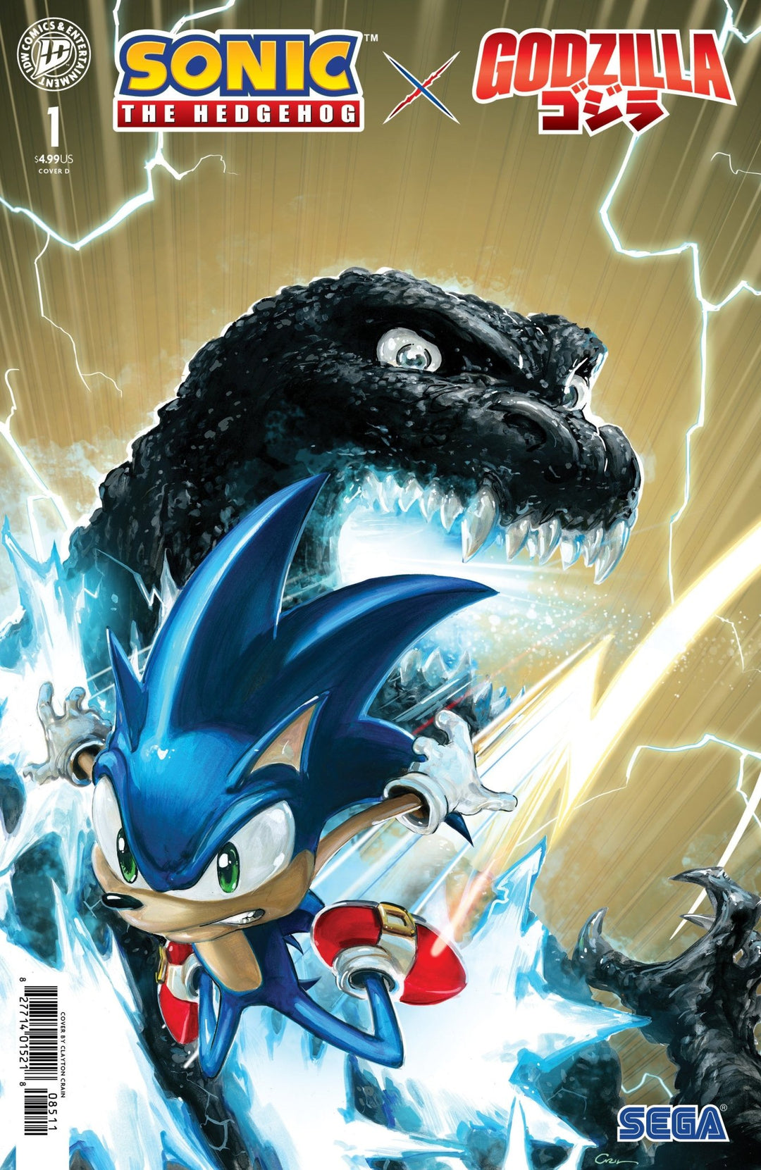 Sonic The Hedgehog X Godzilla 1 Variant D (Crain) - gabescaveccc