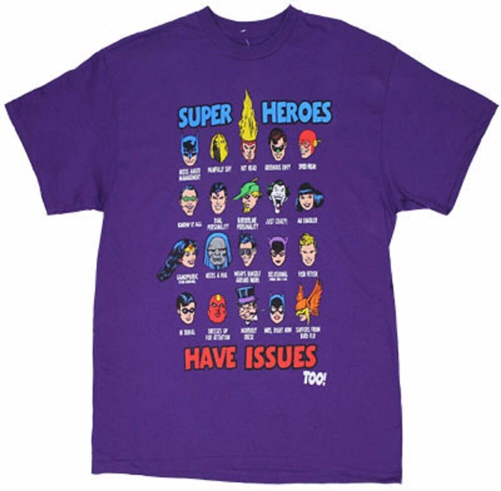 Super Heroes Have Issues Too DC Comics Adult T-Shirt - gabescaveccc