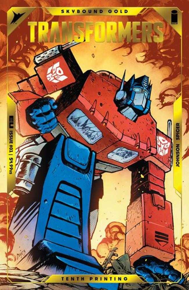 Transformers #1 Tenth Printing Cover A Daniel Warren Johnson & Mike Spicer Optimus Prime Gold Foil Emboss - gabescaveccc