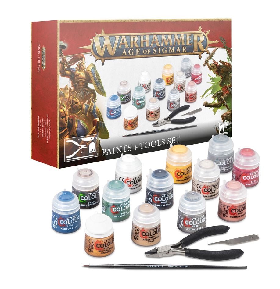 WARHAMMER AGE OF SIGMAR: PAINTS + TOOLS SET - gabescaveccc