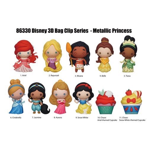 Disney Princess Series 49 Metallic 3D Foam Bag Clip - gabescaveccc