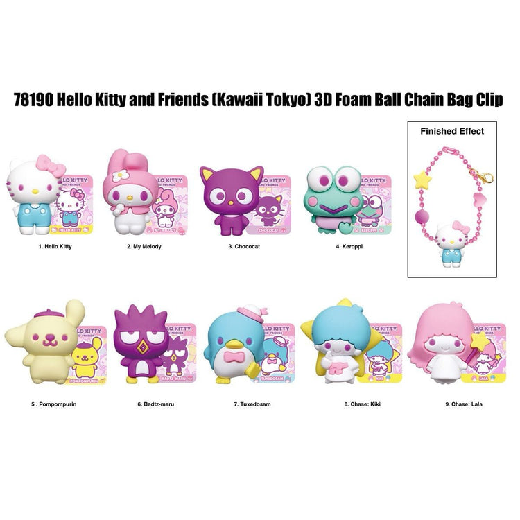 Hello Kitty Kawaii Tokyo 3D Foam Ball Chain Bag Clip - gabescaveccc