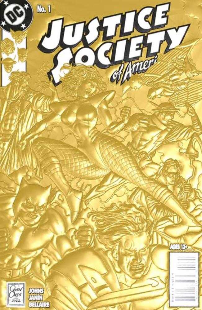Justice Society Of America #1 Cover C Joe Quinones 90s Cover Month Foil Multi-Level Embossed Card Stock Variant Allocations May Occur - gabescaveccc