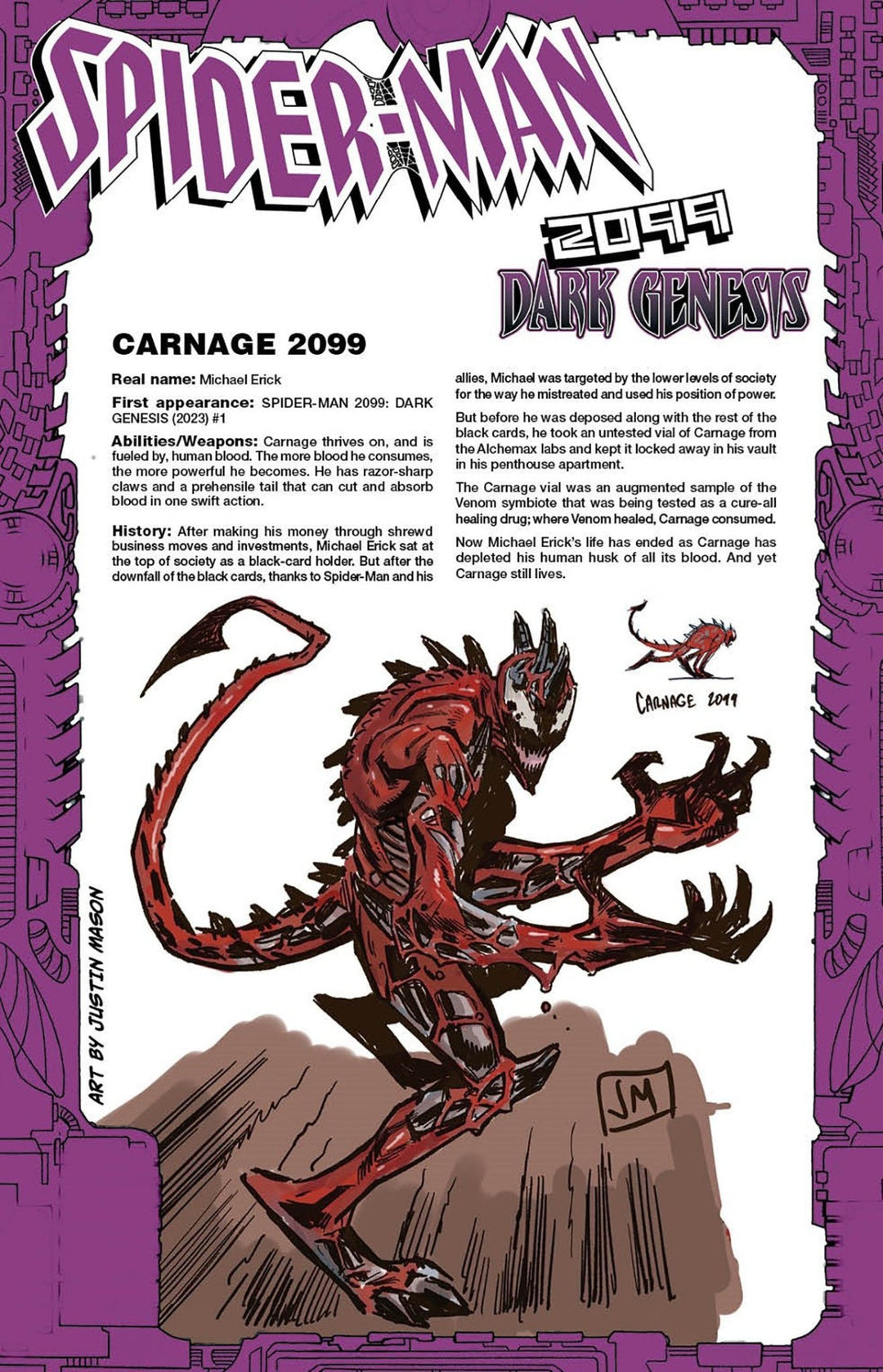 Spider-Man 2099: Dark Genesis 1 Justin Mason Handbook Variant - gabescaveccc