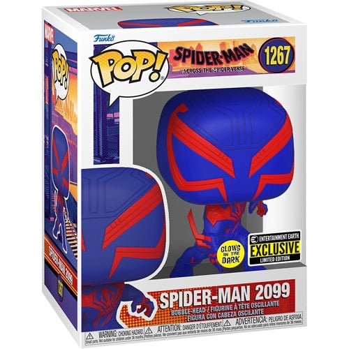 Spider-Man: Across the Spider-Verse Spider-Man 2099 Glow-in-the-Dark Pop! Vinyl Figure #1267 - Entertainment Earth Excl - gabescaveccc