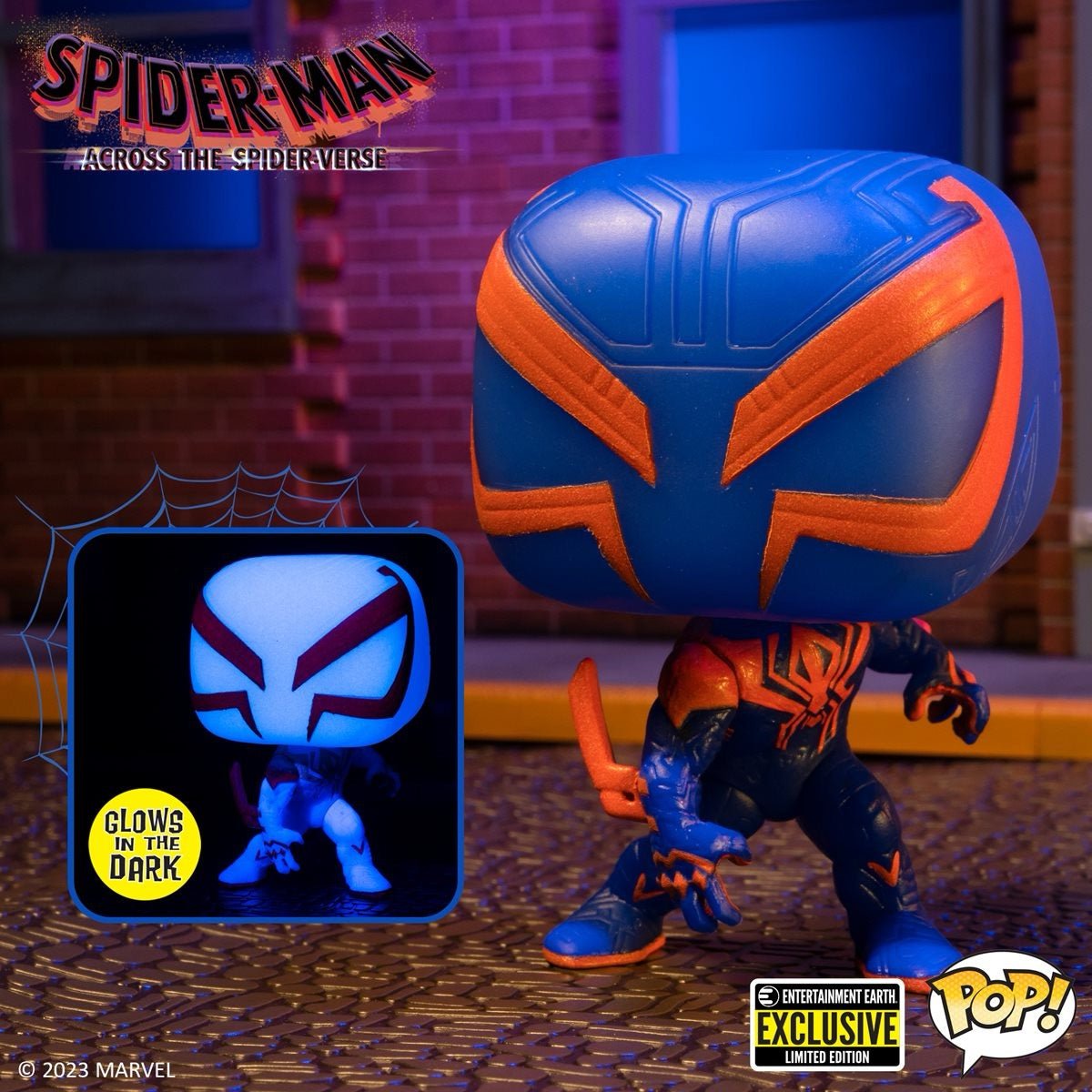 Spider-Man: Across the Spider-Verse Spider-Man 2099 Glow-in-the-Dark Pop! Vinyl Figure #1267 - Entertainment Earth Excl - gabescaveccc